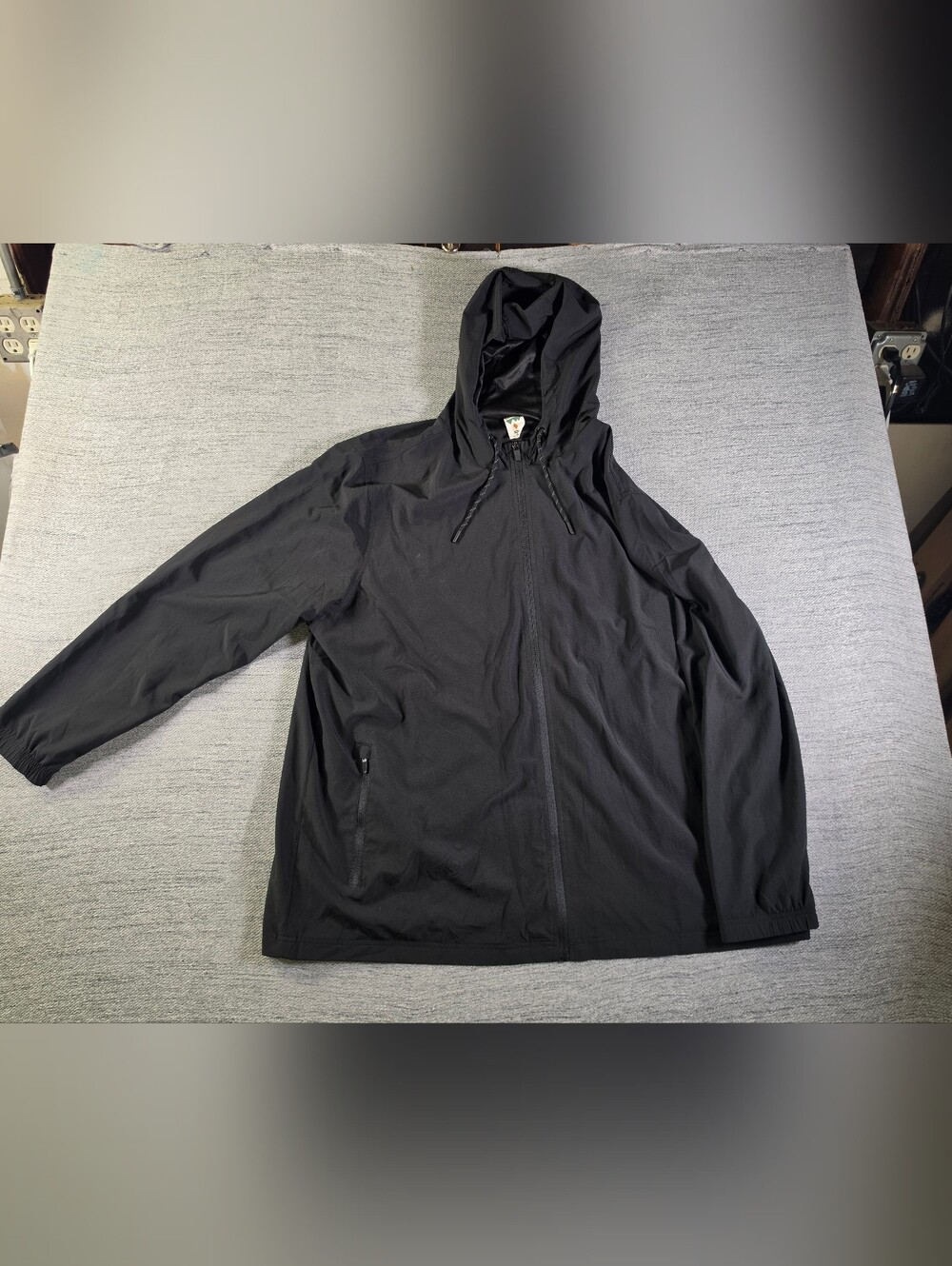 Men's Black Hooded Windbreaker Jacket